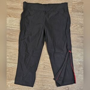 Diane Von Furstenberg Black Capri Pants Red Zipper Ankles